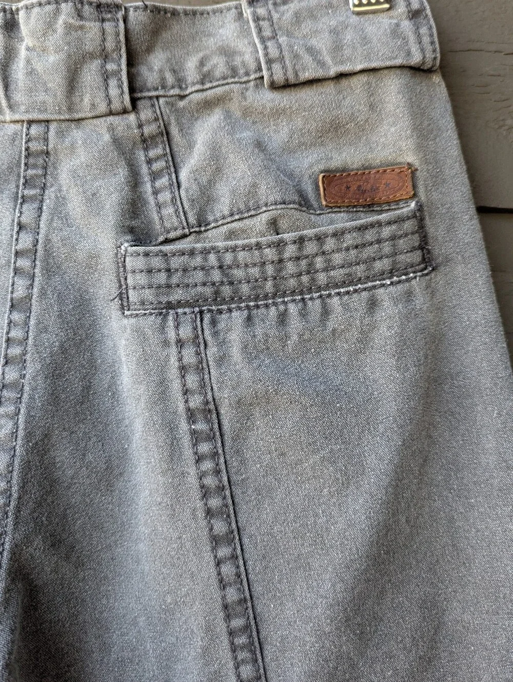 VTG 80s Cotler Patch Pocket Gray Straight Leg Denim Pants Size 27 Military